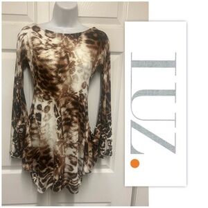 LUZ Leopard Attached Sleeve Mini Dress